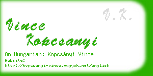 vince kopcsanyi business card